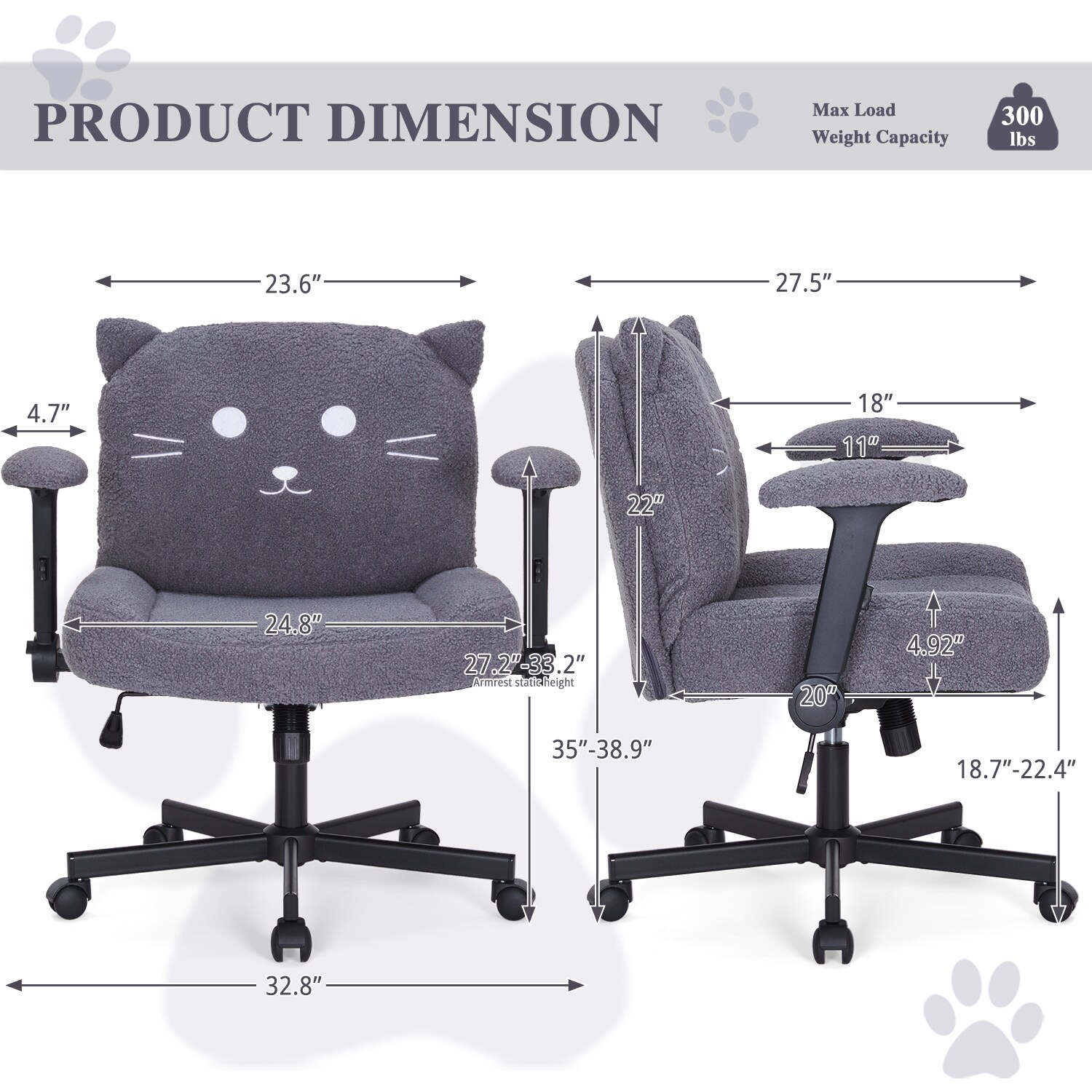 Sunchen Criss Cross Chair With Wheels And Arms, Cross Legged Office Chair With Wide Seat, Adjustable Cute Comfy Desk Chairs For Home Office, Bedroom, Vanity, Grey_maomaolike.com